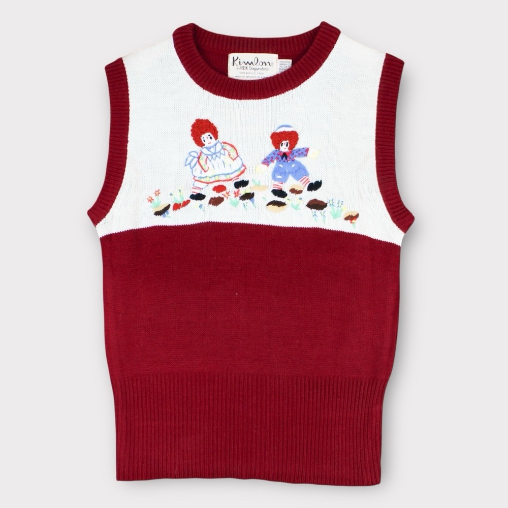 Vintage Raggedy Ann And Andy Women's Size XS/S Kimlon Sweater Vest